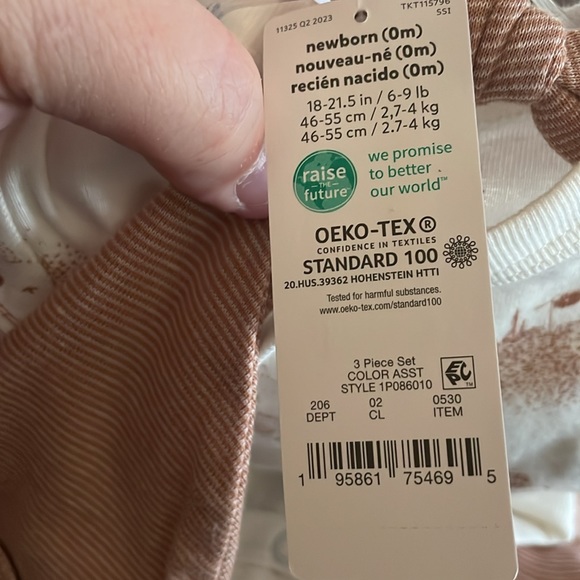 NWT Carters NB Just One You 3 piece set- hat, onesie, footed pant in rust/cream - Picture 4 of 4